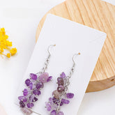 Natural amethyst stone drop earrings -20230313PUR